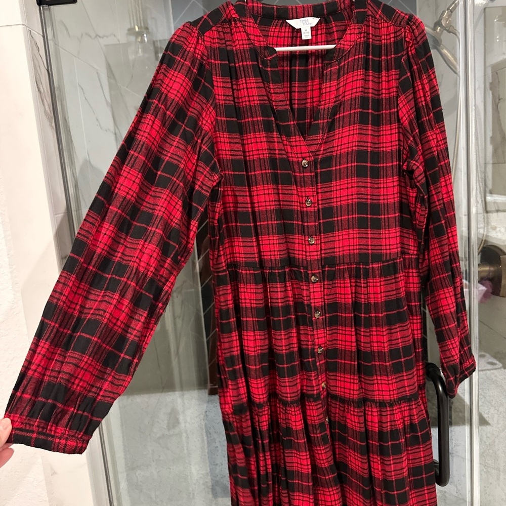 Brand NEW Time and Tru Red and Black Plaid flannel dress